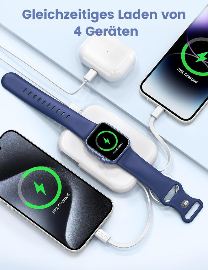 RORRY Power Bank, 5000mAh Powerbank mit Integriertem Kabel, Reise Portable Charger Schlüsselanhänger