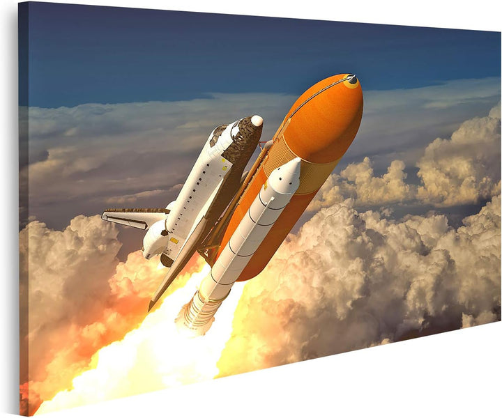 islandburner Bild auf Leinwand Space Shuttle In Den Wolken 3D Szene Bilder Wandbilder Poster Leinwan