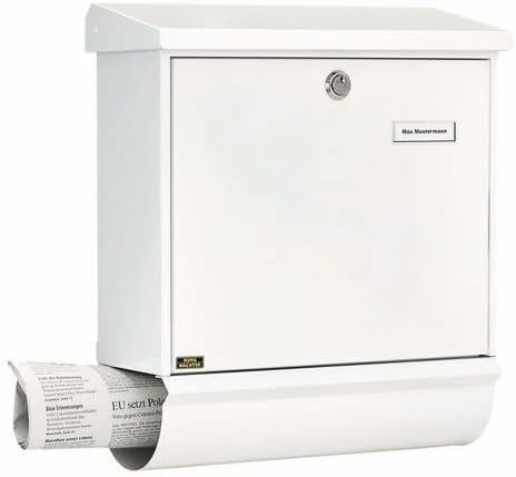 Burg Wächter 32670 Comfort-Set 91300 W Briefkasten Stahlblech Weiss Schlüsselschloss, Weiss, Integri