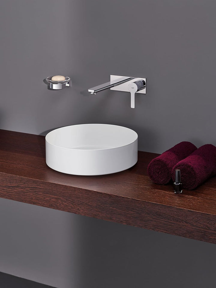 GROHE Lineare, Waschtischarmatur für die Wandmontage, wassersparend (2-Loch Wasserhahn für das Bad,