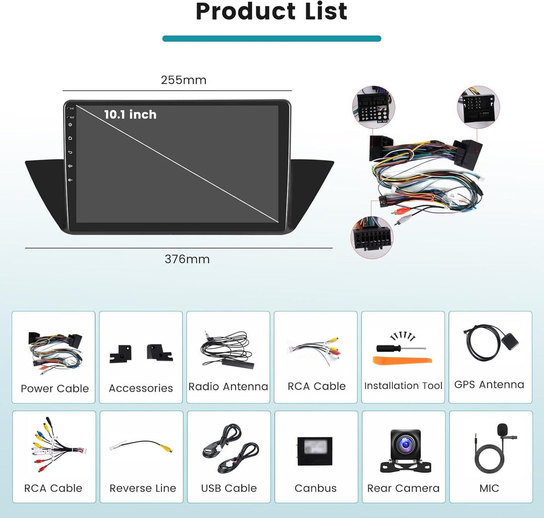 Hikity 2G 64G Android 15 Autoradio Für BMW X1 E84 2009-2016 mit Wireless Carplay Android Auto,10 Zol