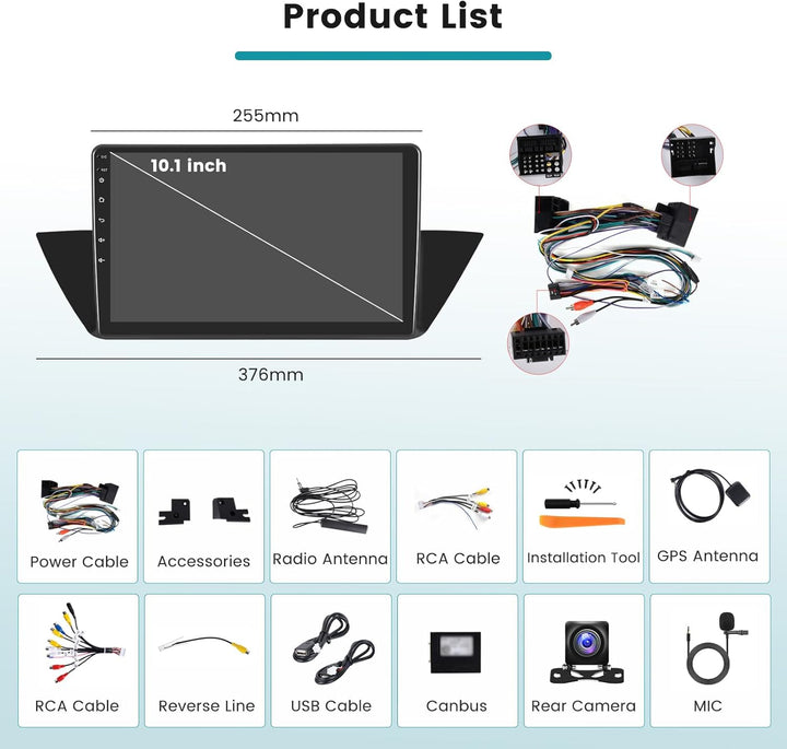 Hikity 2G 64G Android 15 Autoradio Für BMW X1 E84 2009-2016 mit Wireless Carplay Android Auto,10 Zol