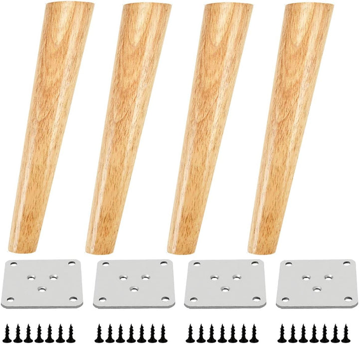 Qrity Möbelfuss Holz, 4 Stück 20cm Holzfüsse Möbelfüsse Sofafüsse mit Montageplatten & Schrauben für