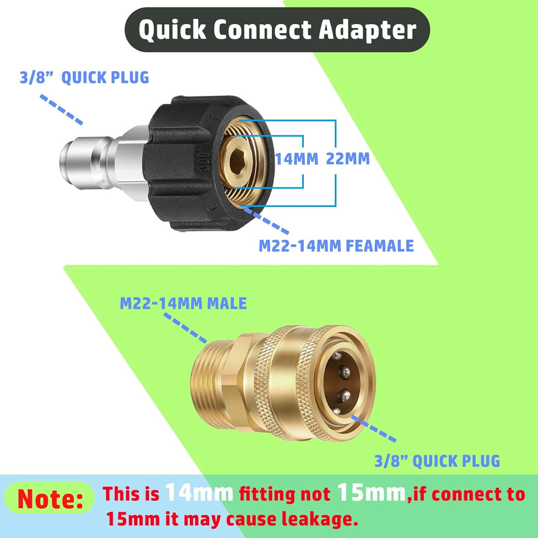 8pcs Hochdruckreiniger-Adapter-Set, Schnelltrennschlauch-Armaturen-Set, metrisches M22–14 mm Innenge