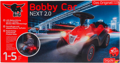 Big Bobby Car Next 2.0 (rot) - Rutschauto ab 1 Jahr mit LED-Licht, Stauraum, Sound-Lenkrad, Flüsterr