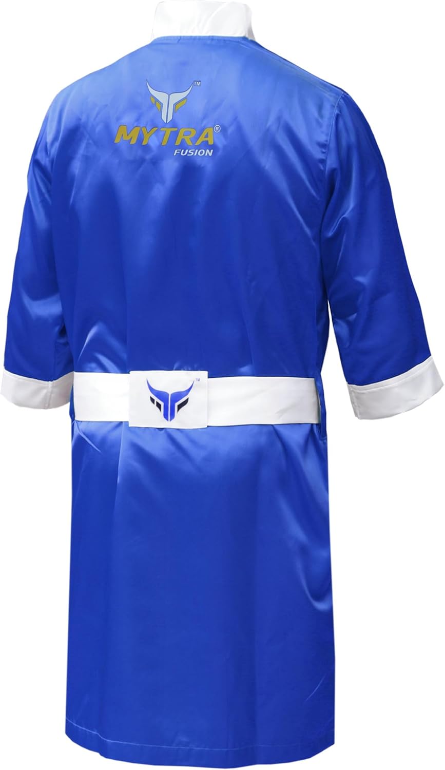 Mytra Fusion Boxing Robe Training Robe Personalized Muay Thai Gown, Blau