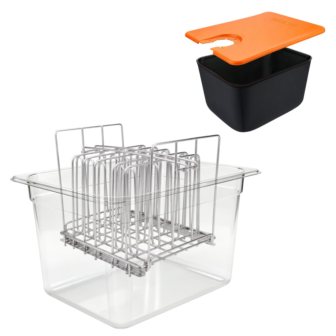 Sous Vide Behälter 12L, Sous Vide Container Deckel, Thermohülle und Rack für Meisten Sous Vide Garer