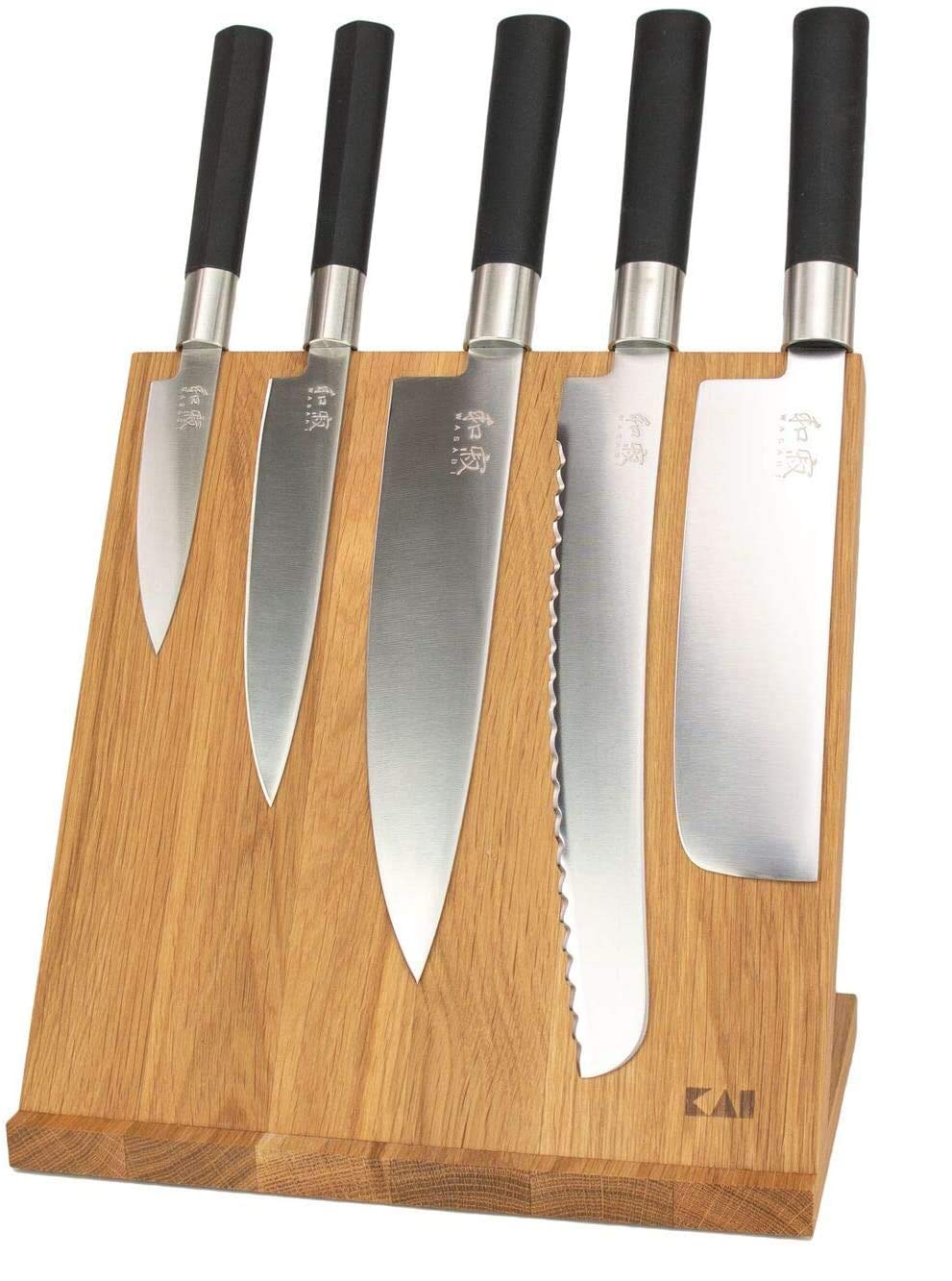 Kai Wasabi Black Messer Geschenk-Set 67-W18, 5 ultrascharfe KAI-Messer + KAI Magnet-Messerblock aus