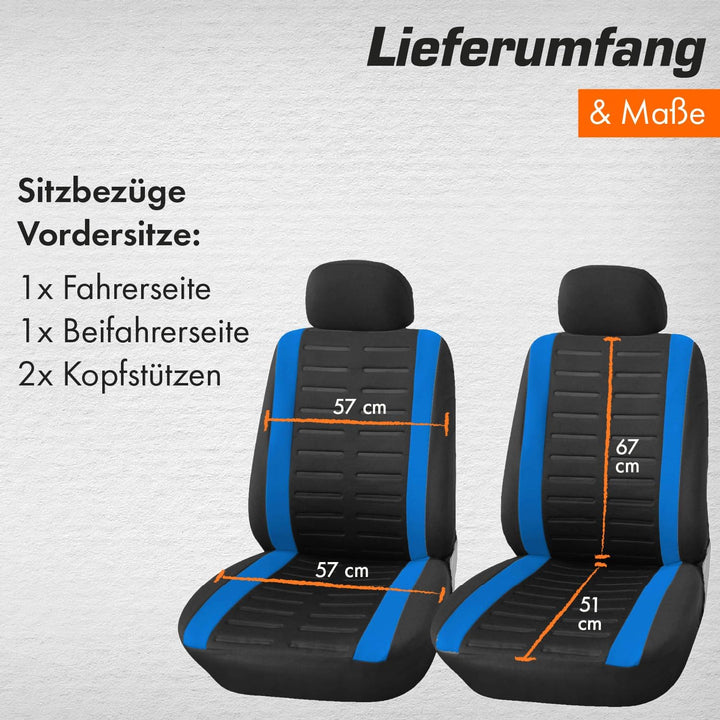 Upgrade4cars Autositzbezüge Set für die Vordersitze | Auto-Schonbezüge Universal in Blau Vordersitze