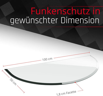 BIJON Glasplatte Rundbogen für Kaminofen mit Dichtlippe, Glasbodenplatte - Funkenschutzplatte Glas m