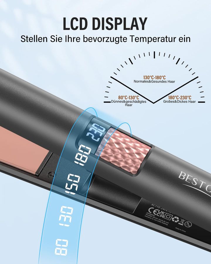 BESTOPE MIX Glätteisen Locken und Glätten 2-In-1, Rosa und Schwarz, Rosa und Schwarz