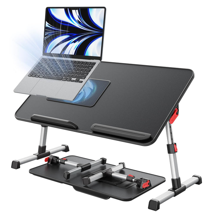 Kühltisch, Schreibtisch mit USB Anschluss, SAIJI Betttisch, Lapdesk mit Ventilator, Verstellbarer La