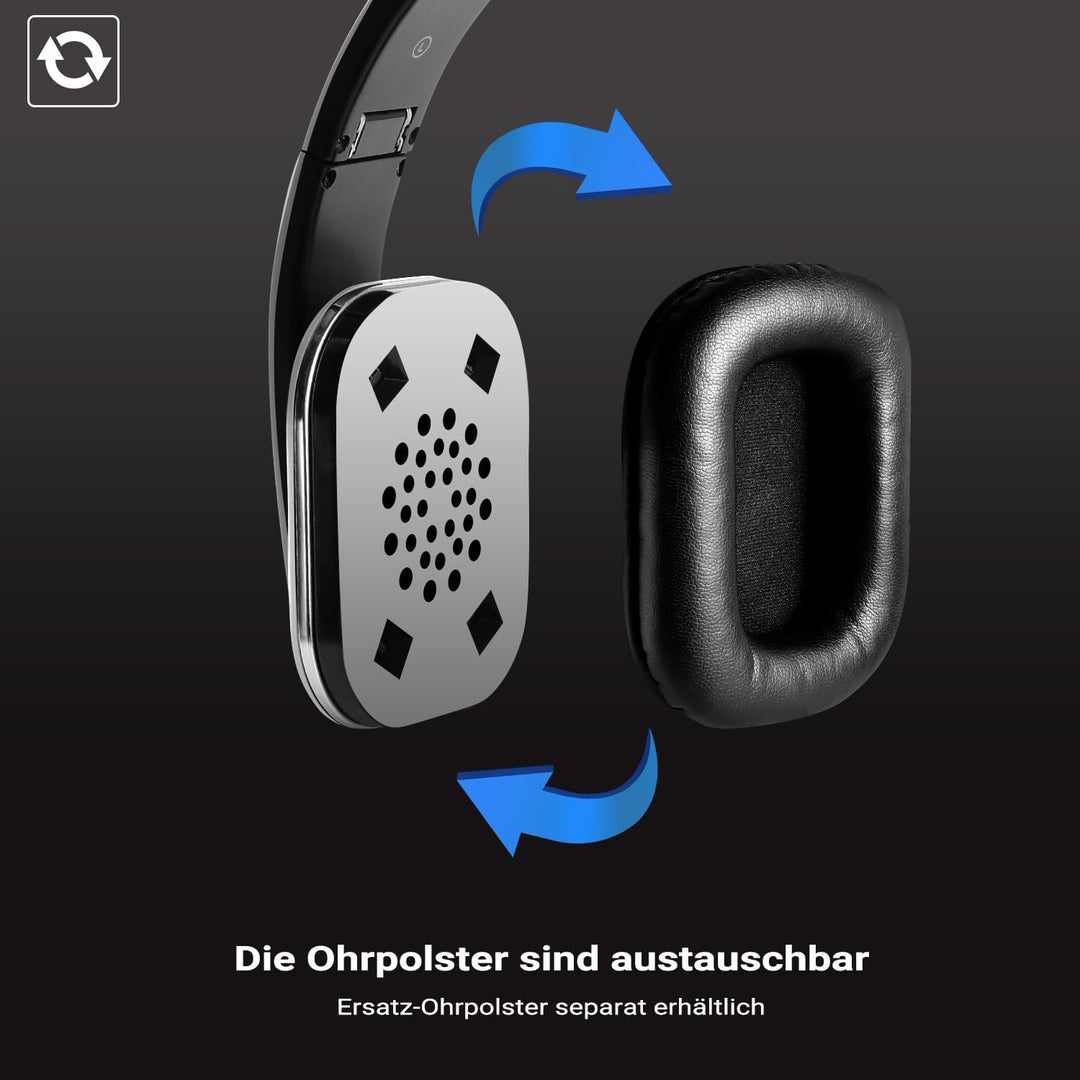 August EP650 - Bluetooth Kopfhörer v4.2 NFC mit aptX Low Latency - Stereo Over Ear Headphones mit Au