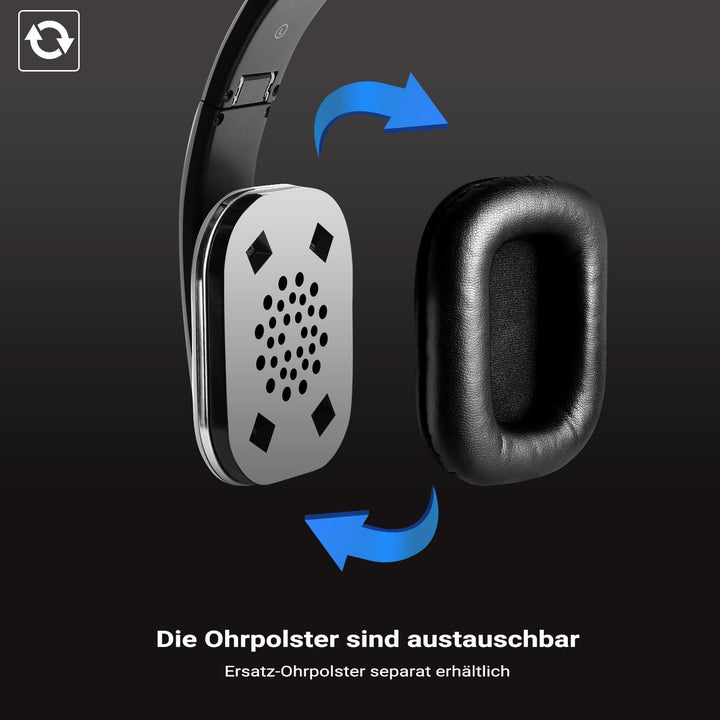 August EP650 - Bluetooth Kopfhörer v4.2 NFC mit aptX Low Latency - Stereo Over Ear Headphones mit Au