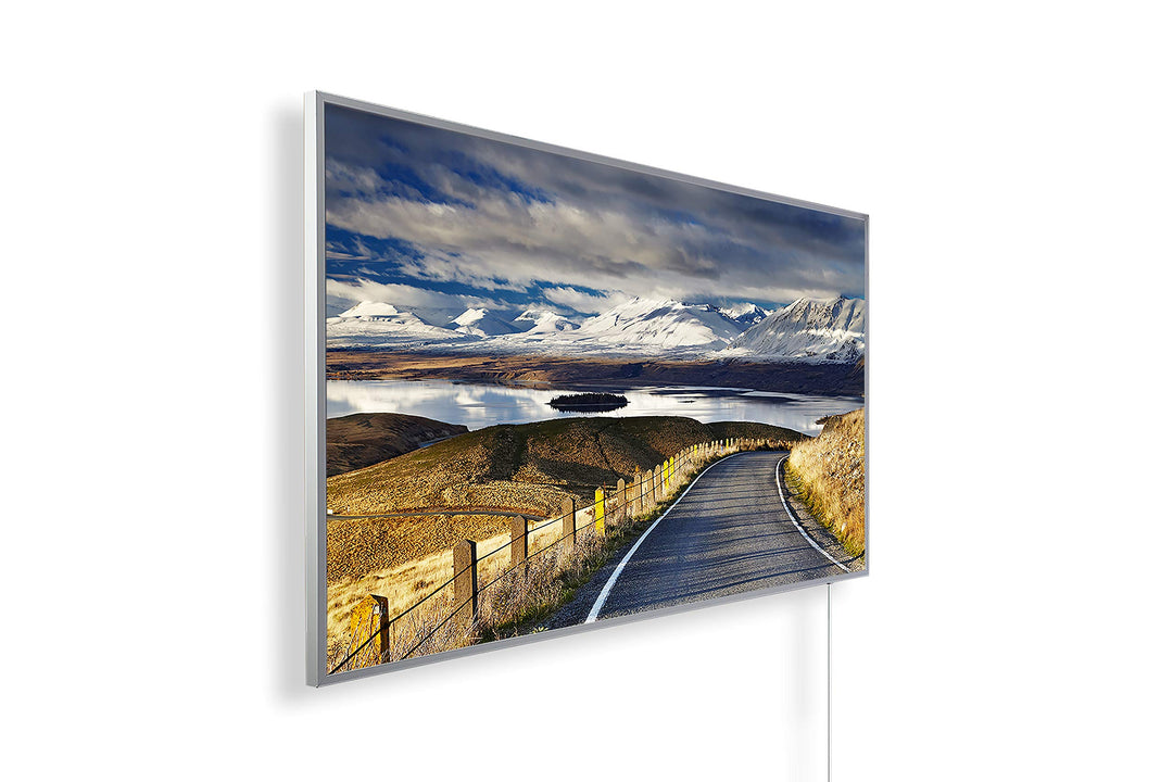 Infrarotheizung – Bildmotiv – TÜV SÜD - 1200 Watt + Thermostat - Weisser Rahmen (05. New Zealand) 12