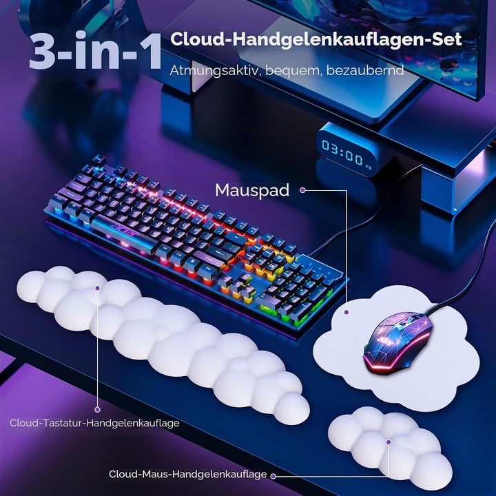 MoKo Wolke Handgelenkauflage, Ergonomisch Weich Cloud Handauflage Tastatur Maus Handballenauflage Se