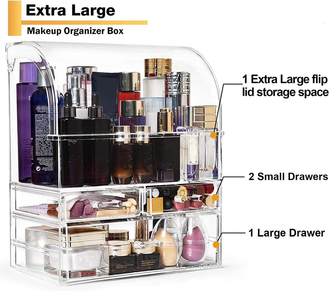 Kousee Make-up-Organizer-Aufbewahrung, extragrosse Acryl-Parfüm-Hautpflege-Organizer-Vitrine mit Sch