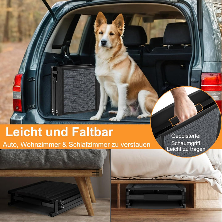 157cm Hunderampe Klappbar Hundetreppe Auto Kofferraumrampe Hundeautorampe bis 110 kg Tragbare mit An