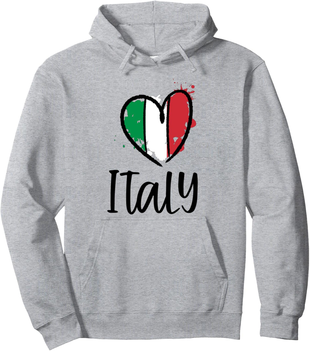Italy Heart Line Art Flag Cute Europe Minimal Italian Gift Pullover Hoodie