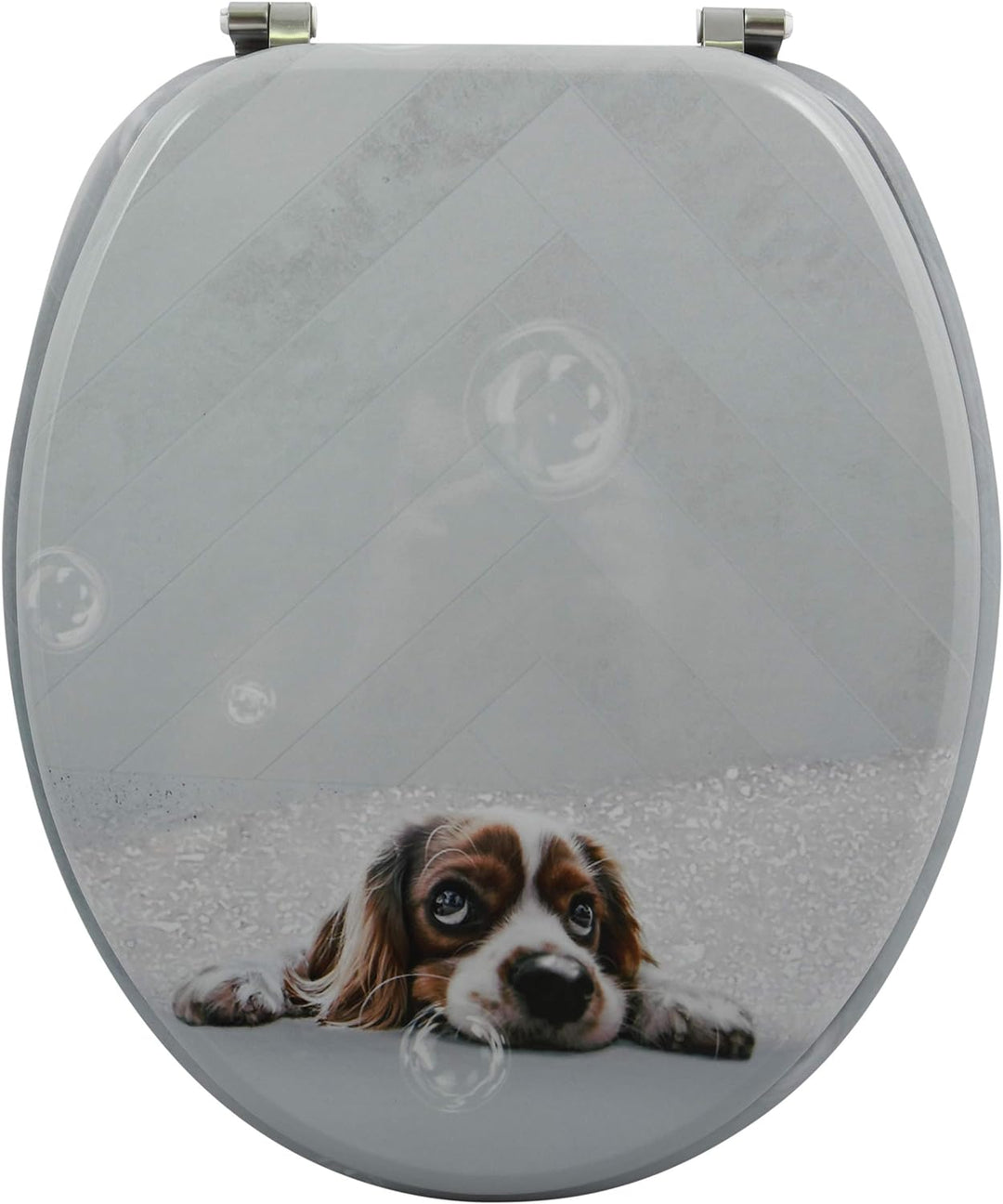 MSV WC Sitz Toilettendeckel MDF Holzkern „Doggy“ Scharniere aus Edelstahl, Doggy