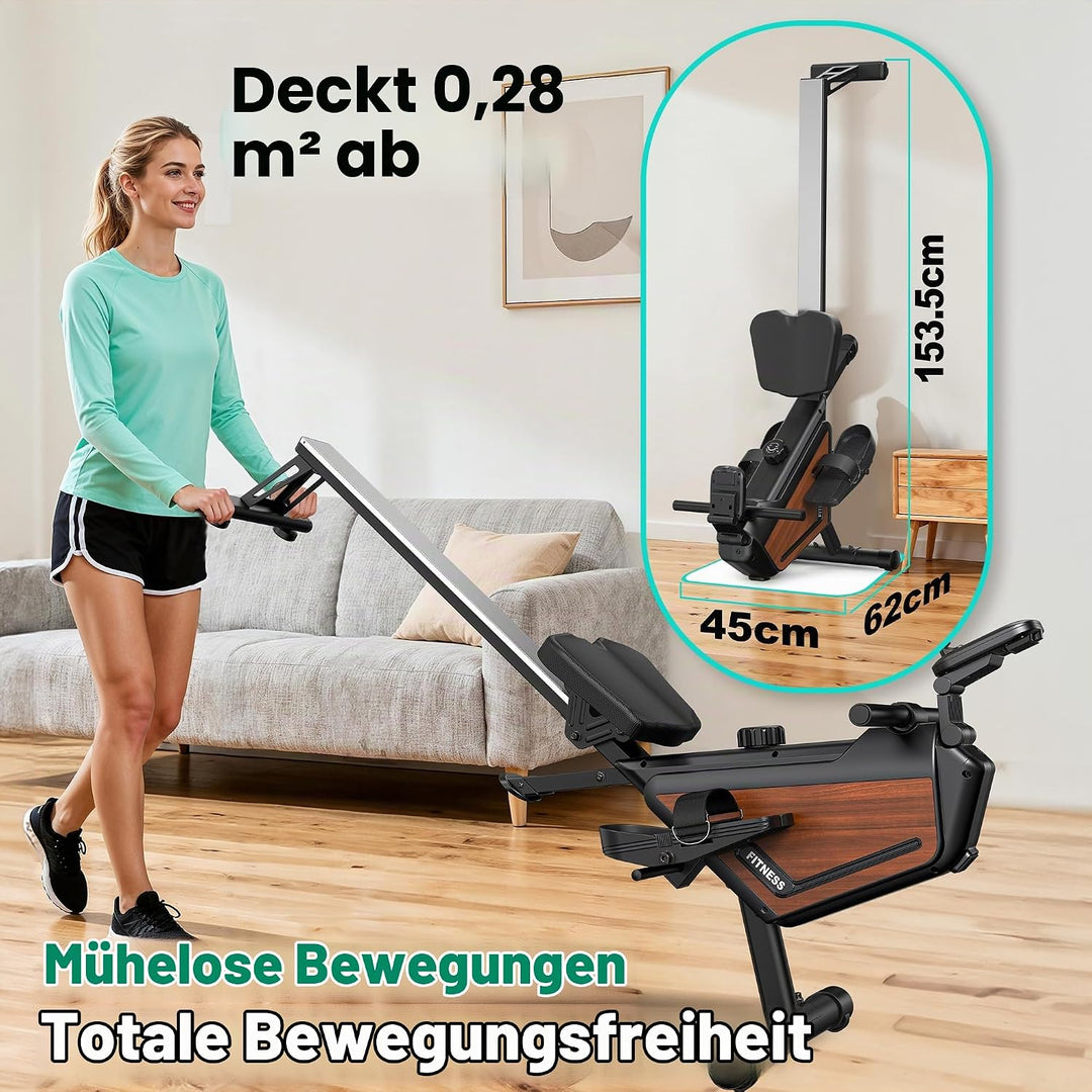 Magnetisches Rudergerät für Zuhause - 16 Stufen Widerstand (, Holzmaserung