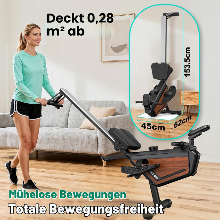 Magnetisches Rudergerät für Zuhause - 16 Stufen Widerstand (, Holzmaserung