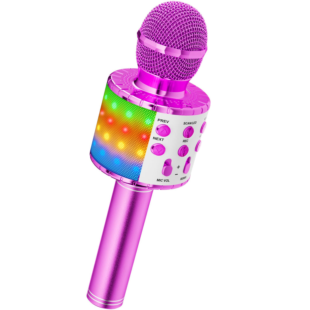 Magic Sing LED Karaoke Mikrofon Kinder, Drahtloses Bluetooth Spielzeug ab 3-12 Jahre Geschenk Mädche