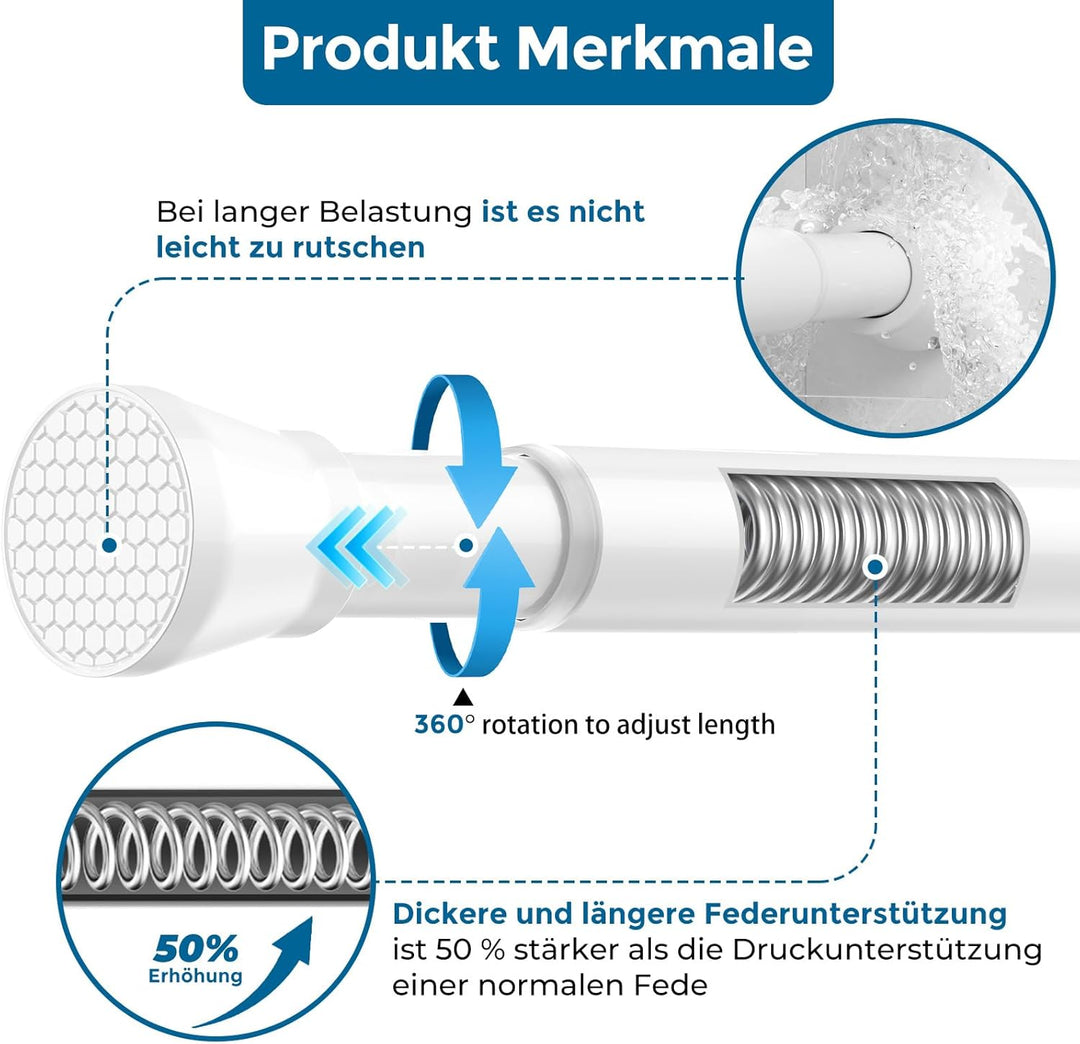 AIZESI 2 Stück Gardinenstange ohne Bohren 70-120cm Teleskopstange Vorhangstange Duschvorhangstange S