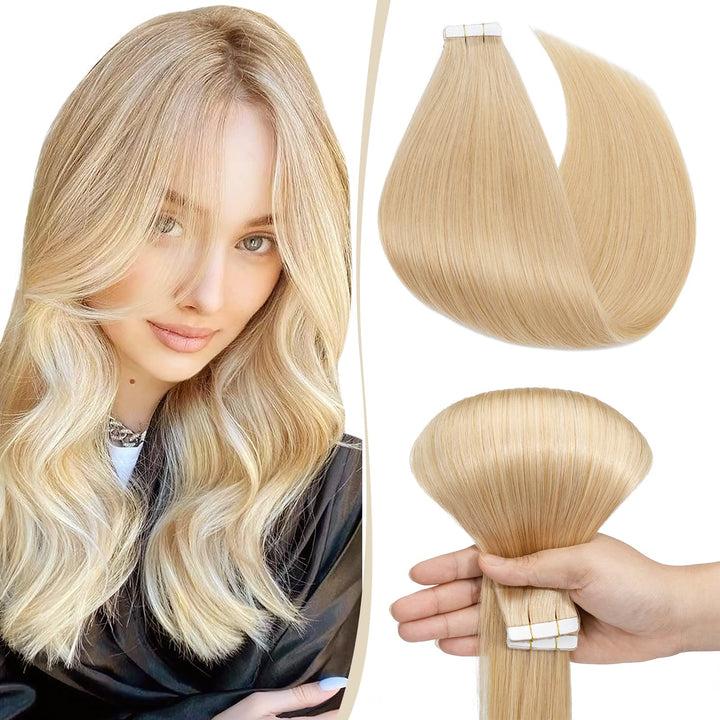 SEGO Haarverlängerung Tape Extensions Echthaar Klebeband 10 PCS 25g Haarteile 7A Glatt 100% Remy Hum