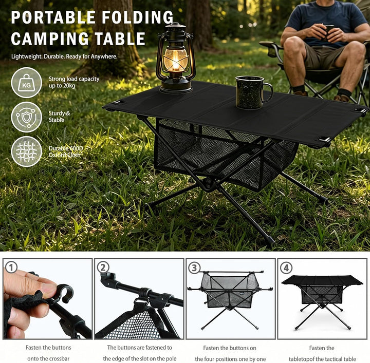Campingtisch Faltbar - Klapptisch Camping Tisch Höhenverstellbar Ultraleicht Stabil Aluminium Outdoo