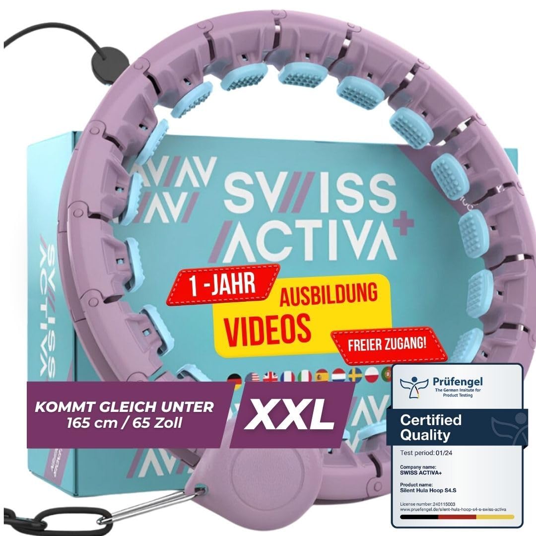 Swiss Activa+ Smart Hula Hoop Reifen Erwachsene - 60-112cm - Hula Hoop mit Gewicht Kugel - Hoola Hoo