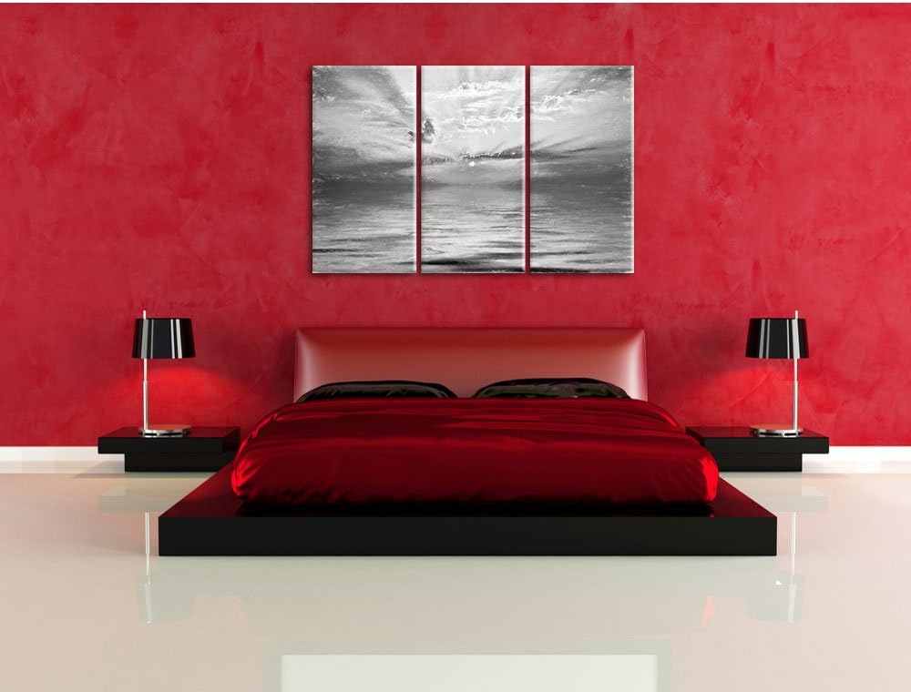 Pixxprint Sonnenaufgang im Meer als Leinwandbild/Grösse: 3 Teilig (120x80) cm/Wandbild/Kunstdruck/fe