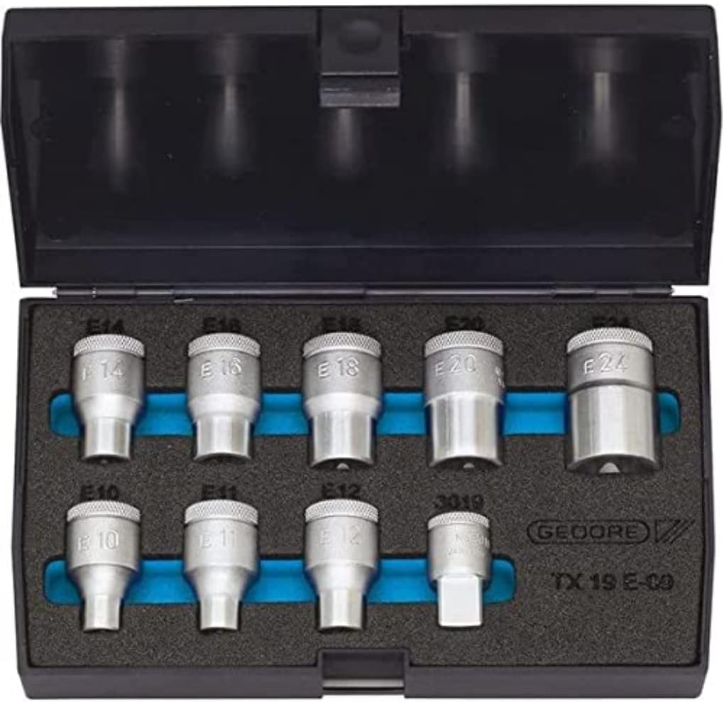 Steckschlüsselsatz TX 19 E-09 9-tlg.1/2 Zoll E10-E24 GEDORE
