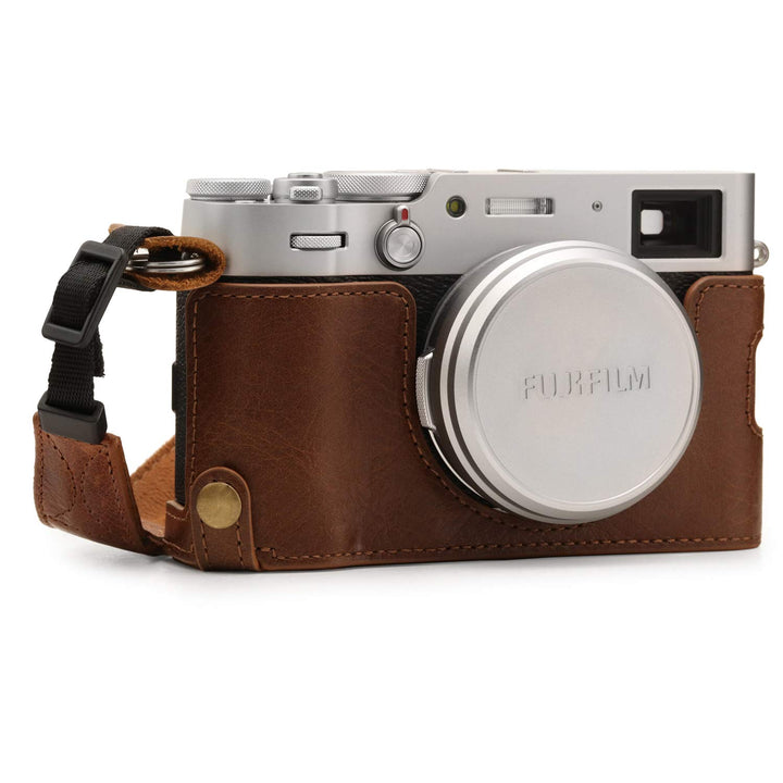 MegaGear MG1895 Ever Ready Kameratasche, Echtleder, kompatibel mit Fujifilm X100V, Braun, Braun