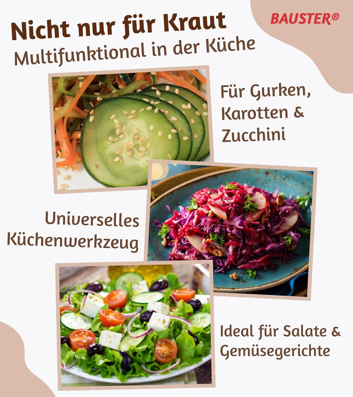 Krauthobel aus Buchenholz mit Edelstahlklingen – Traditioneller Gemüsehobel für Weisskohl, Rotkohl &