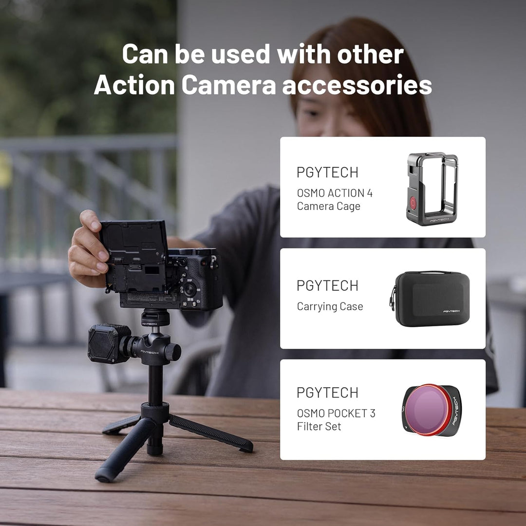 PGYTECH CapLock Verlängerungsstativ Mini Stativ für OSMO Action 5 Pro/4/3/2/Pocket 3/2, Selfie Stick