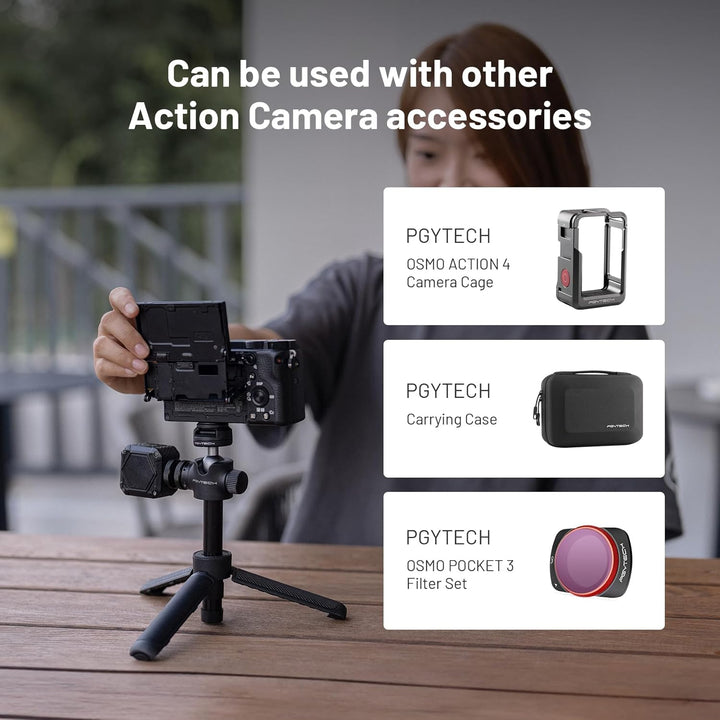 PGYTECH CapLock Verlängerungsstativ Mini Stativ für OSMO Action 5 Pro/4/3/2/Pocket 3/2, Selfie Stick