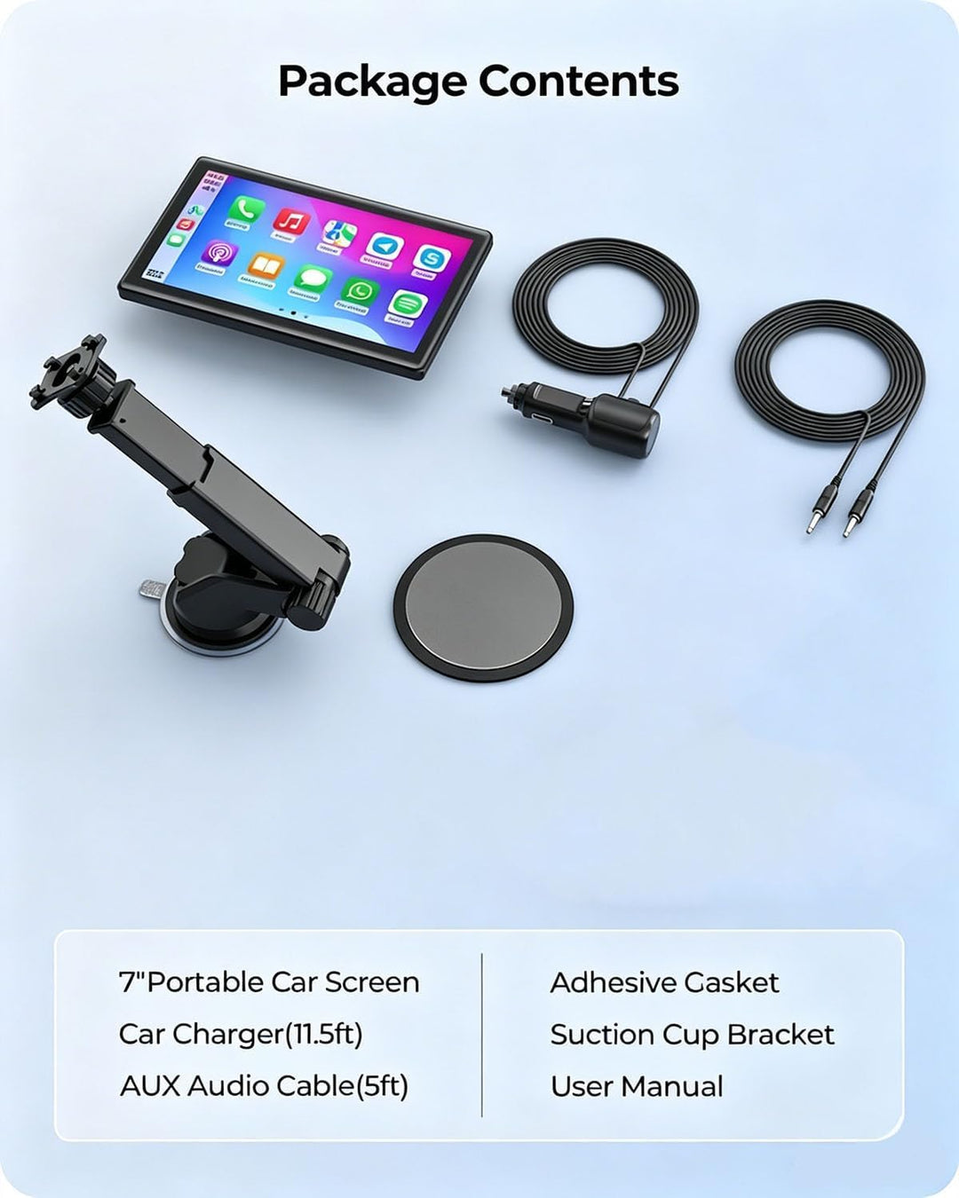 7” tragbarer CarPlay Display für Autos, 60FPS Car Play für Apple CarPlay & Android Auto, Auto Displa