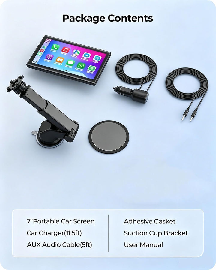 7” tragbarer CarPlay Display für Autos, 60FPS Car Play für Apple CarPlay & Android Auto, Auto Displa