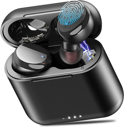 TOZO T6 Bluetooth Kopfhörer Kabellos In Ear Kopfhörer Touch Control mit Kabellosem Ladecase, IPX8 Wa