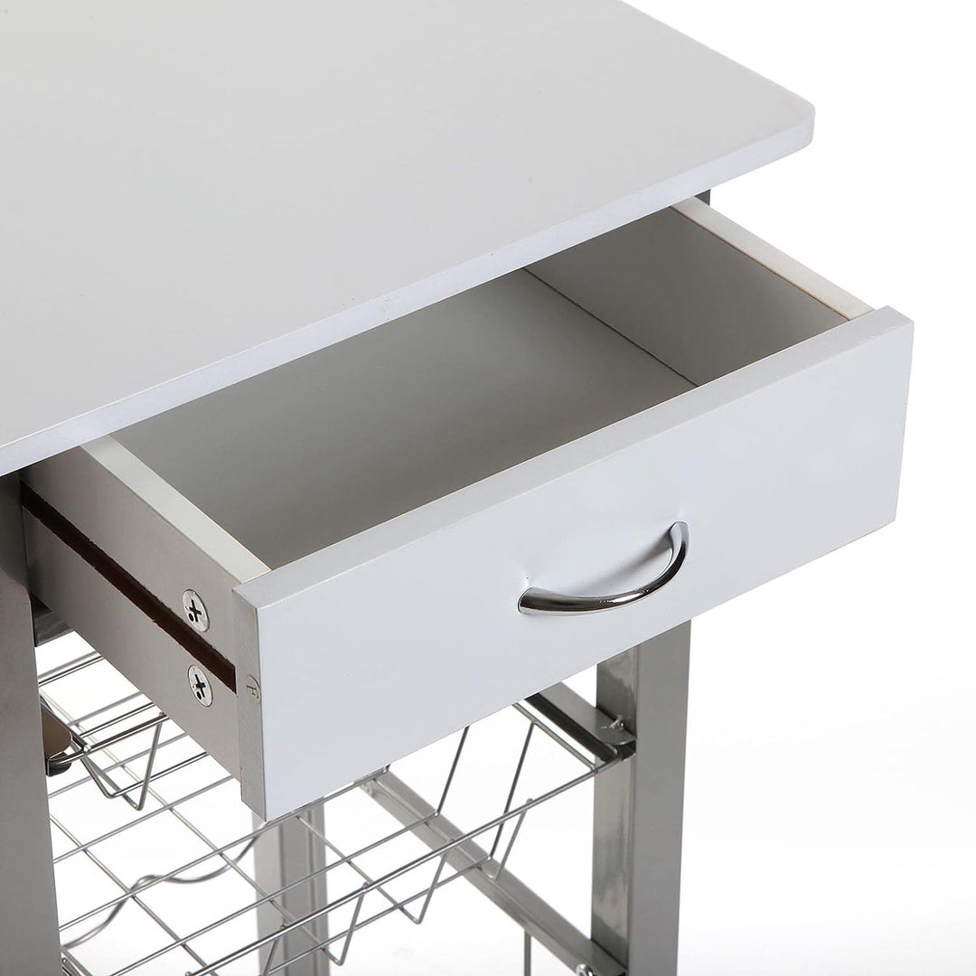 Versa Leicester Küchenwagen mit Rädern, Schubladen und Flaschenregal, Gemüsehändler, Küchenablage, M