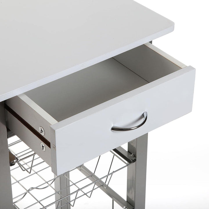 Versa Leicester Küchenwagen mit Rädern, Schubladen und Flaschenregal, Gemüsehändler, Küchenablage, M