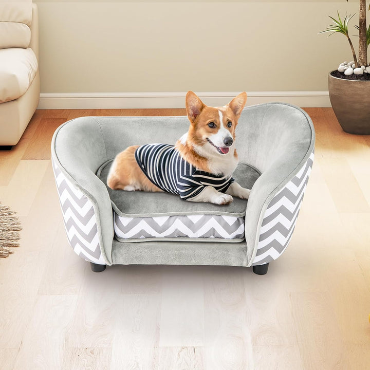 COSTWAY Katzenbett, kleines Hundesofa, 70 x 41 x 40 cm, Katzensofa mit weichem gepolstertem Kissen &