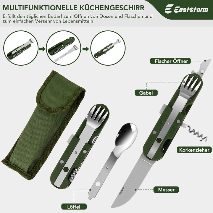 Camping Küchenhelfer Set mit Wasserdichter Tasche für Camping Kochgeschirr Grau, Grau