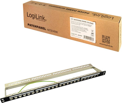 LogiLink NK4040 Keystone Patchpanel/Verteilerfeld für 24 Buchsen, geschirmt, 0.5 HE (Höheneinheit) s