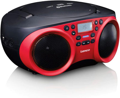 Lenco Radio CD-Player SCD-501 mit Bluetooth und USB in Rot/Schwarz rot / schwarz, rot / schwarz