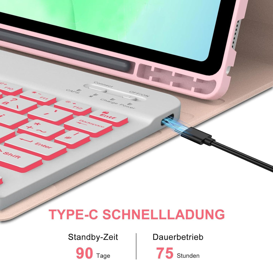 Hülle mit Tastatur für Samsung Galaxy Tab A11+ 11" (2025) & Galaxy Tab A9+ 11" (2023) – Deutsch Keyb