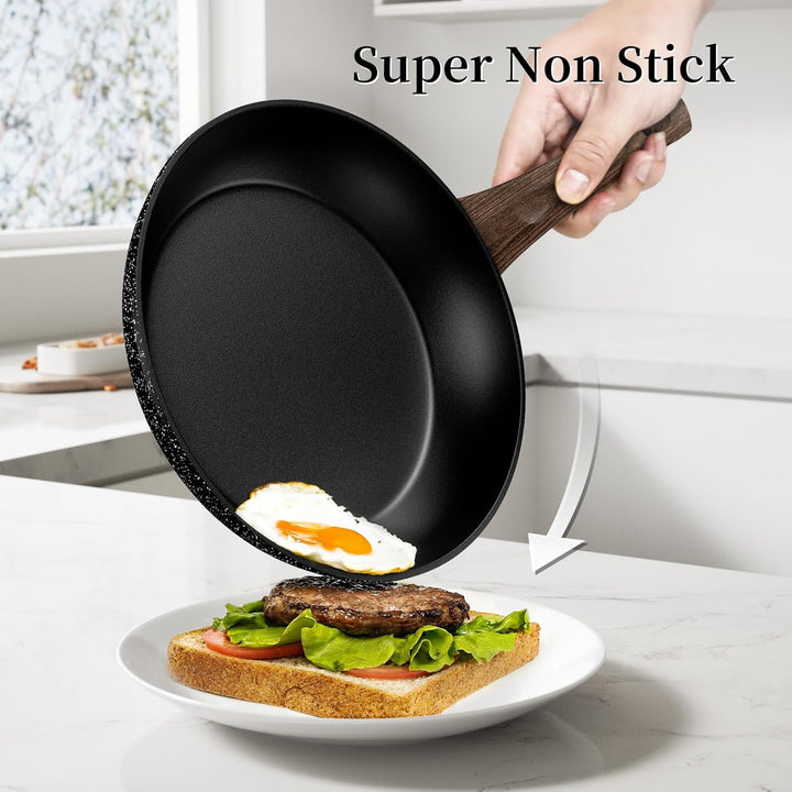 Innerwell Pfannenset - 3-teilig Antihaft-Pfannen mit Deckeln, 20+24+28 cm, Induktion Pfannen, Backof