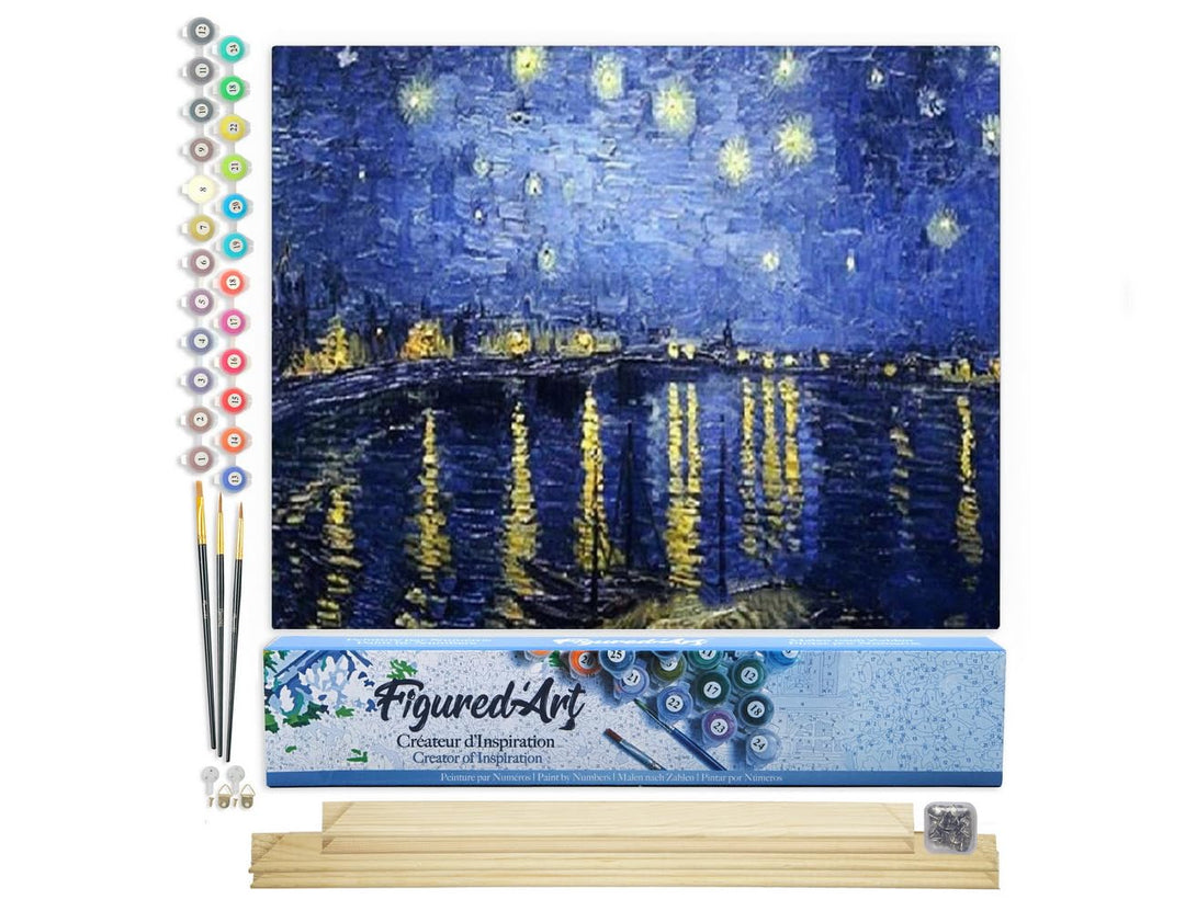 Figured'Art Malen Nach Zahlen Erwachsene Mit Rahmen Van Gogh Sternennacht über der Rhone - Paint by