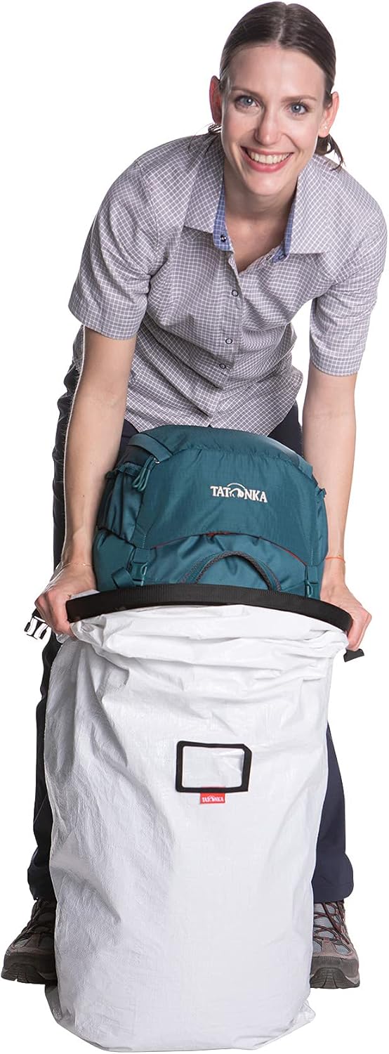 Tatonka Pack Cover Universal - Schutzhülle für Rucksäcke von 90 bis 130 Liter Volumen, Weiss Logo, L